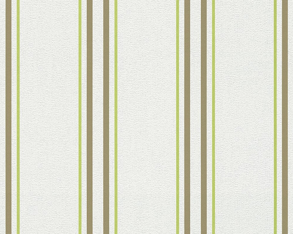 Best of Vlies, Floral Patterns Modern Classic Stripes White Wallpaper Sample