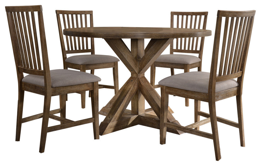 Venus Antique Natural Oak Slat Back Dining Chairs, Set of 2