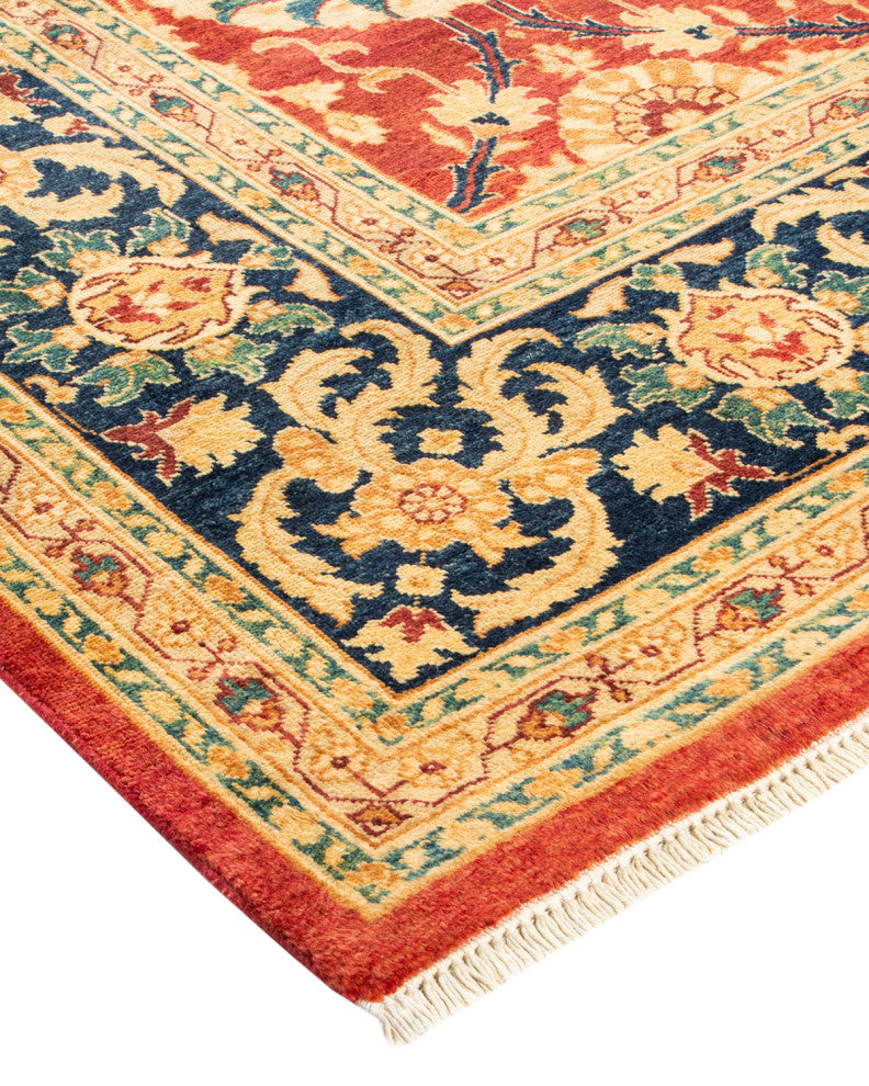 Eclectic, One-of-a-Kind Hand-Knotted Area Rug Orange, 7' 10" x 10' 1"