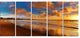 Colorful Sunset on the Beach, Landscape Canvas Art Print, 60"x28", 5 Panels