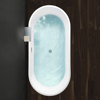 Freestanding Acrylic Bathtub, White/Polished Chrome, 54"