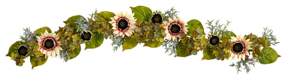 5' White Sunflower and Hydrangea Artificial Garland