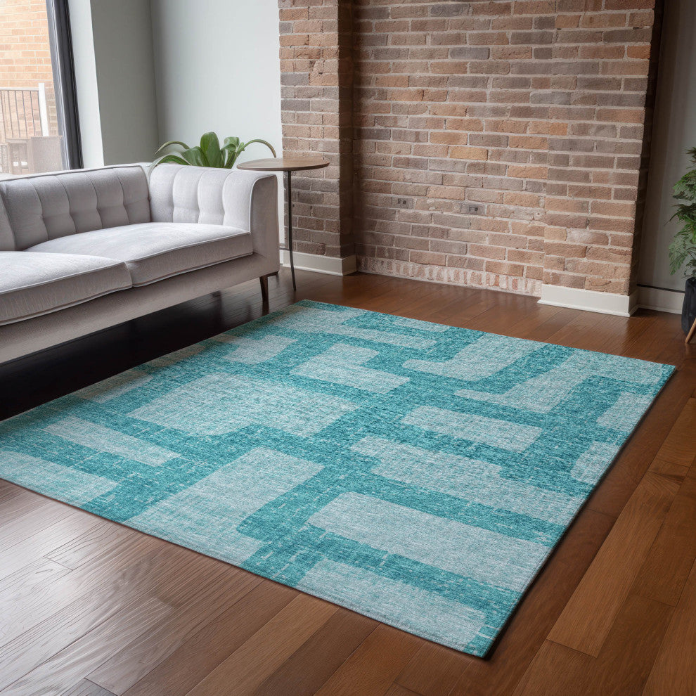Addison Premium Washable Mayfield AMF110 Blue 3' x 5' Rug