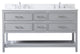Elegant VF19060DGR-BS 60"Double Bathroom Vanity, Gray With Backsplash