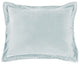 Stella Faux Silk Velvet Flanged Dutch Euro Pillow, 27"x39", Icy Blue