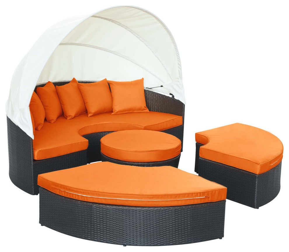Quest Canopy Outdoor Patio Daybed, Espresso Orange