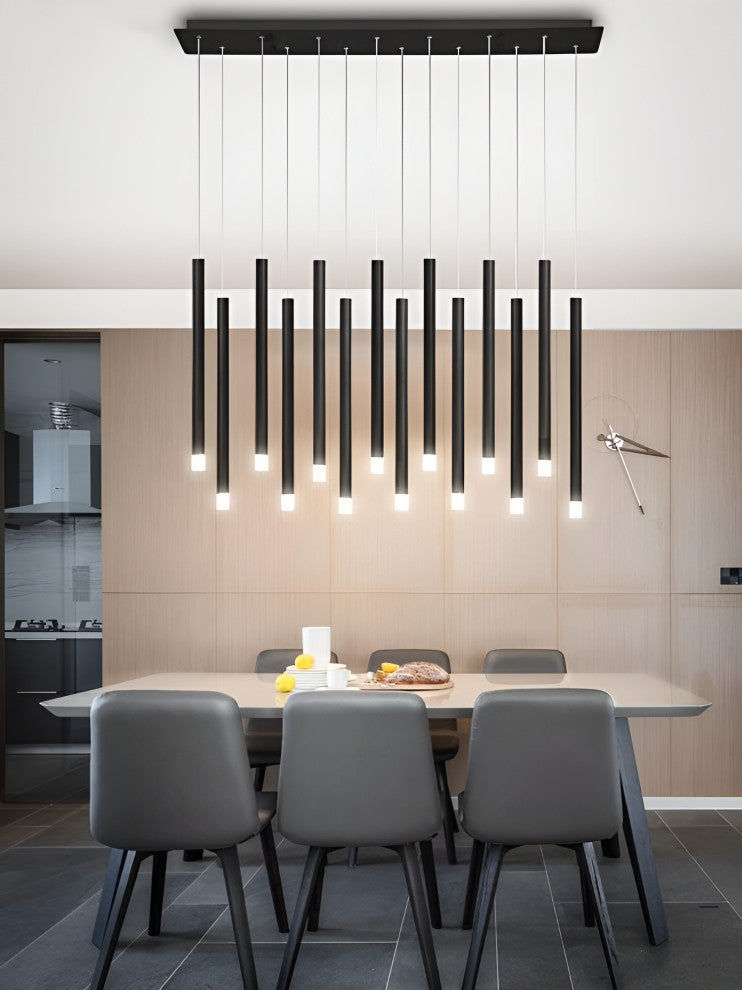 Burgdorf | Black Pendant Lamp in a Nordic Style for Kitchen, 14 Heads Black, Cool Light