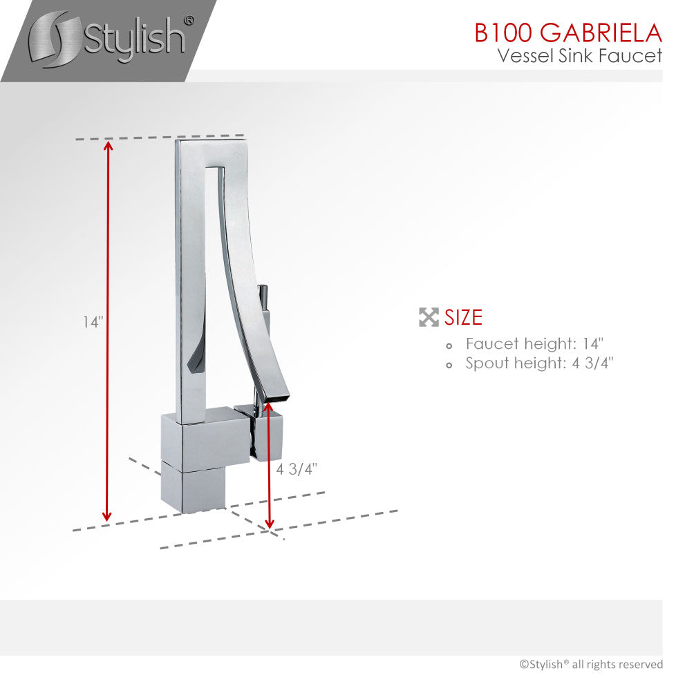 STYLISH Single Handle Vessel Sink Bathroom Faucet, Polished Chrome