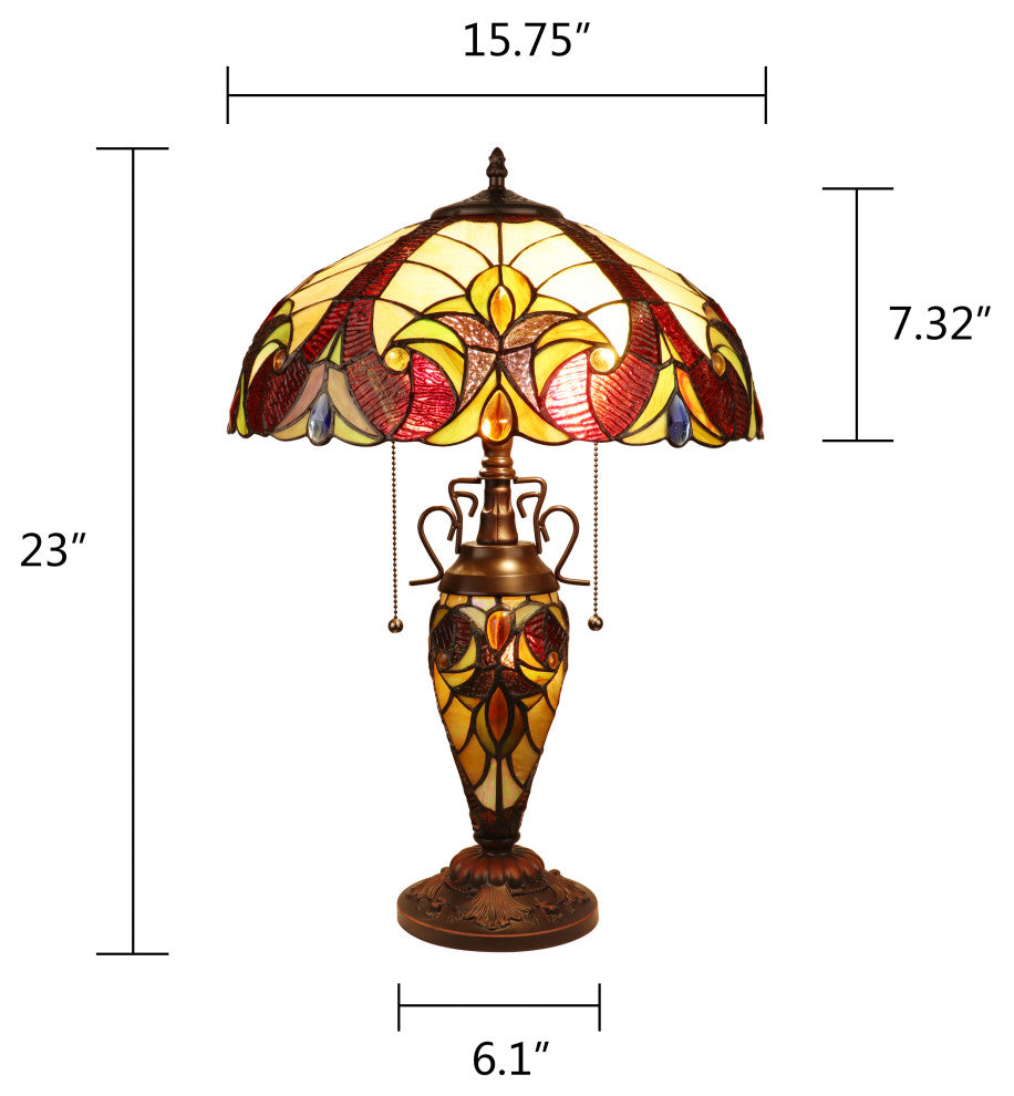 Adia Victorian-Style 3 Light Double Lit Table Lamp 16" Wide