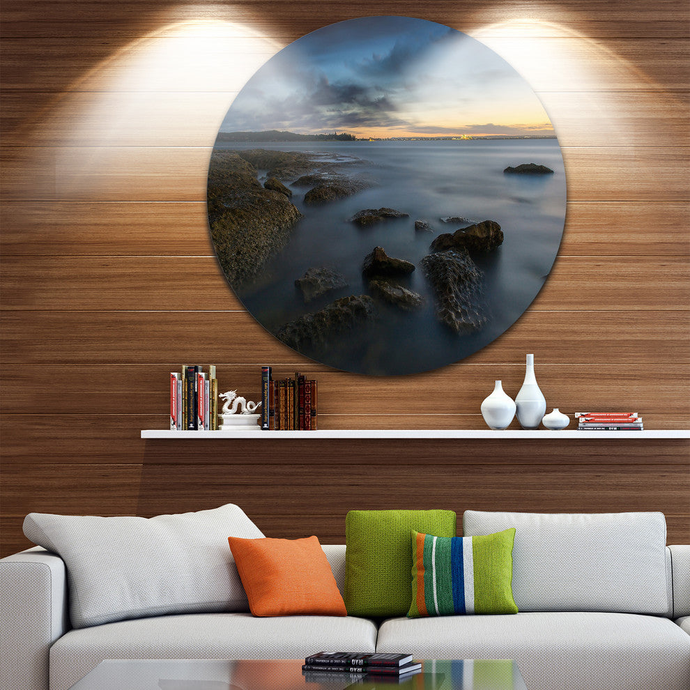 Bluish Sunset At La Perouse Sydney, Seashore Disc Metal Wall Art, 11"