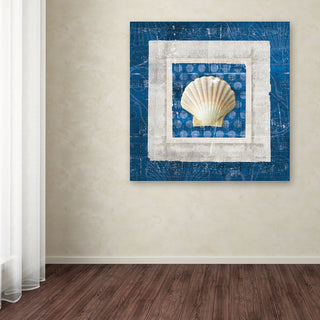 'Sea Shell III on Blue' Canvas Art by Belinda Aldrich