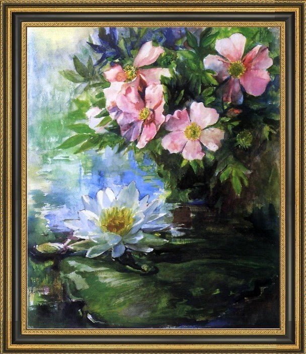 John La Farge Wild Roses and Water LilyStudy of SunlightCanvas Print, 20"x25"