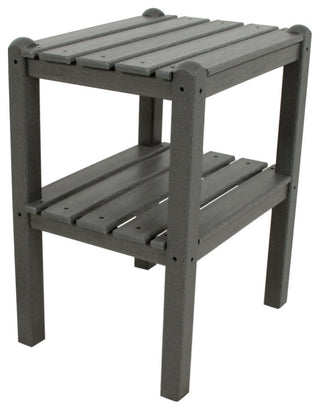 Polywood Two Shelf Side Table, Slate Gray