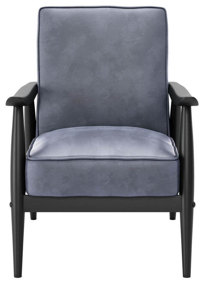 Armchair Accent Chair, Fabric, Wood, Gray, Black, Lounge Lobby Hospitality