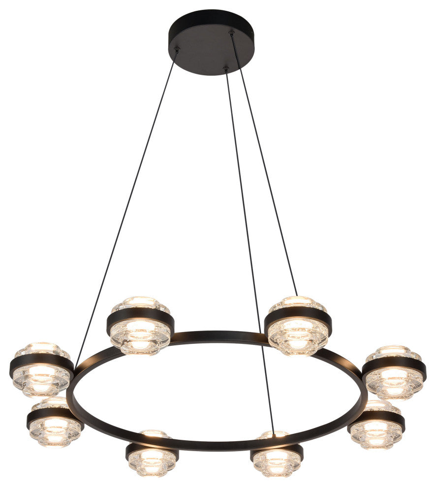 Milano 33" ETL Certified Integrated LED Height Adjustable Chandelier, Black