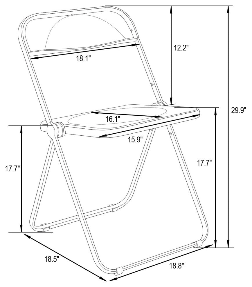 Lawrence Acrylic Folding Chair With Metal Frame, Transparent Black