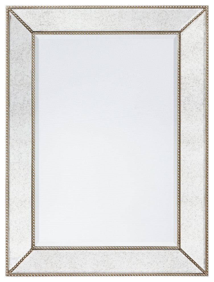 Champagne Bead Beveled Rectangle Solid wood framed Wall Mirror,multi size, 40" X 30
