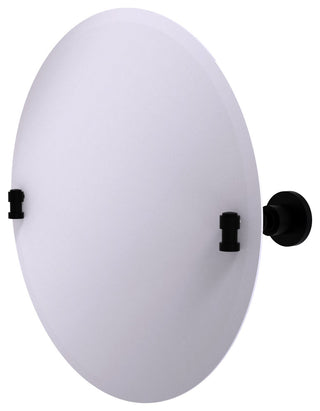 Washington Square Frameless Round Beveled Edge Tilt Mirror, Matte Black