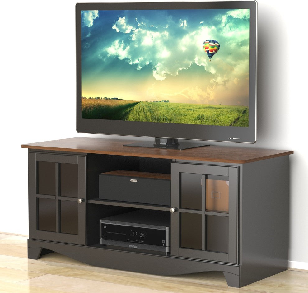 Pinnacle 54" TV Stand 101225 from Nexera, Cinnamon-Cherry and Black