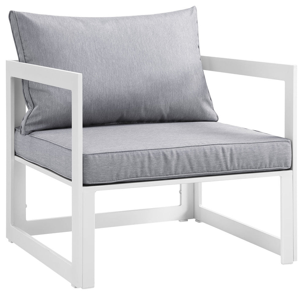 Fortuna Outdoor Patio Armchair, White Gray