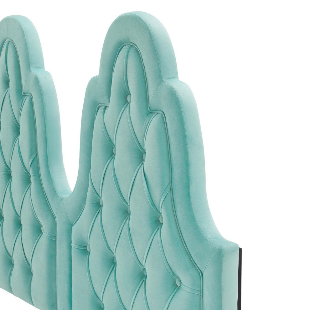 Tufted Platform Bed Frame, Twin Size, Velvet, Blue, Modern Contemporary, Bedroom