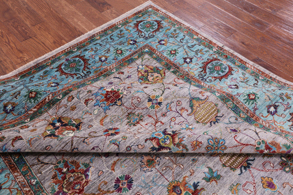 8' 1" X 9' 10" Hand-Knotted Persian Tabriz Wool Rug Q9796