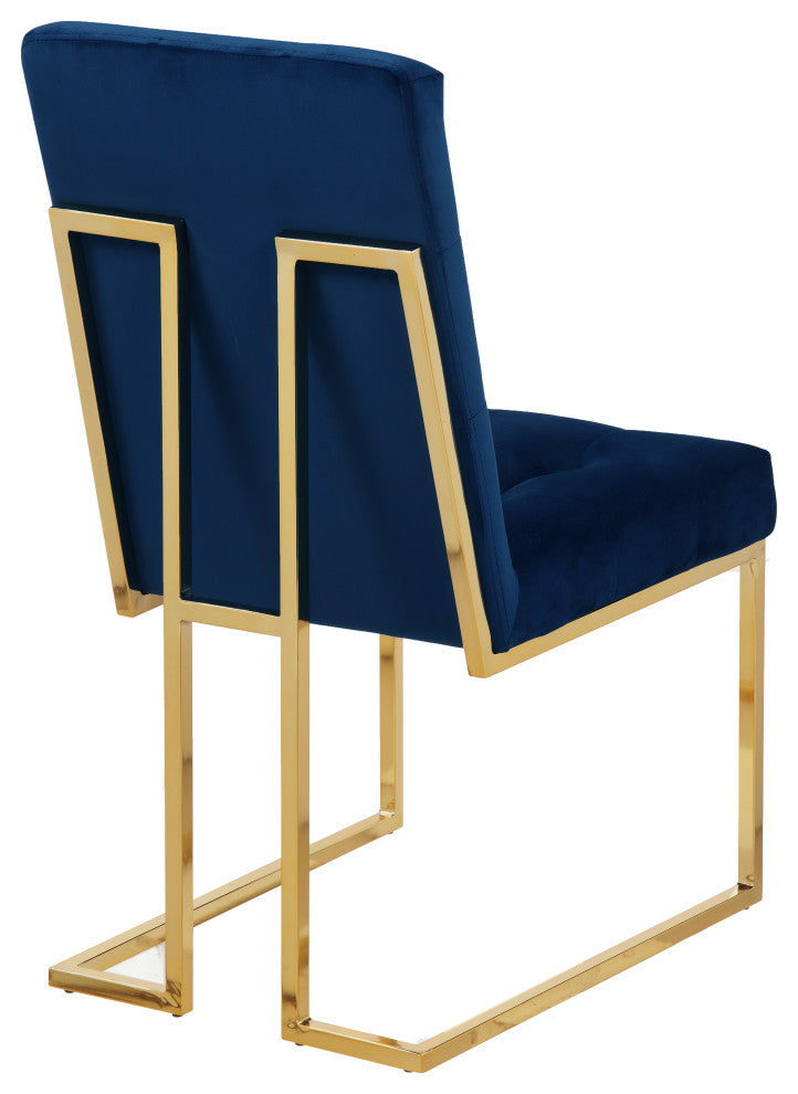 Pierre Velvet Upholstered Dining Chair (Set of 2), Navy