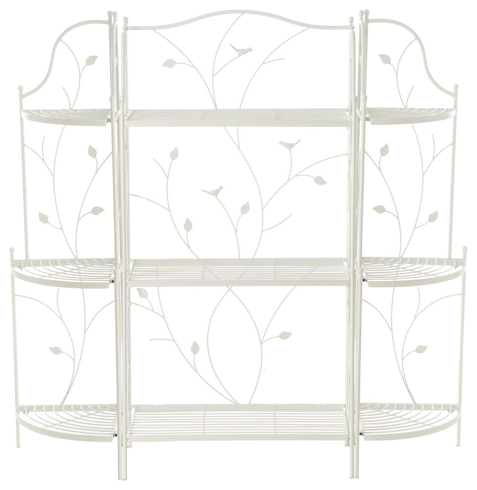 44.75" Rectangular 3-Tiered White Metal Shelf Planter Stand