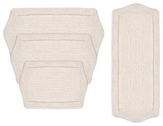 Waterford Collection Tufted Bath Rug, 4-Piece Set With Runner, White