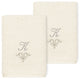 Linum Home Turkish Cotton Monica 2-Piece Embellished Washcloth Set, Cream