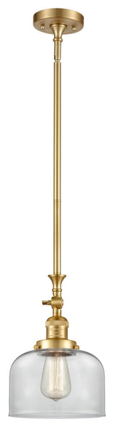 Large Bell 1 Light Mini Pendant, Satin Gold, Clear