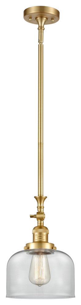 Large Bell 1 Light Mini Pendant, Satin Gold, Clear