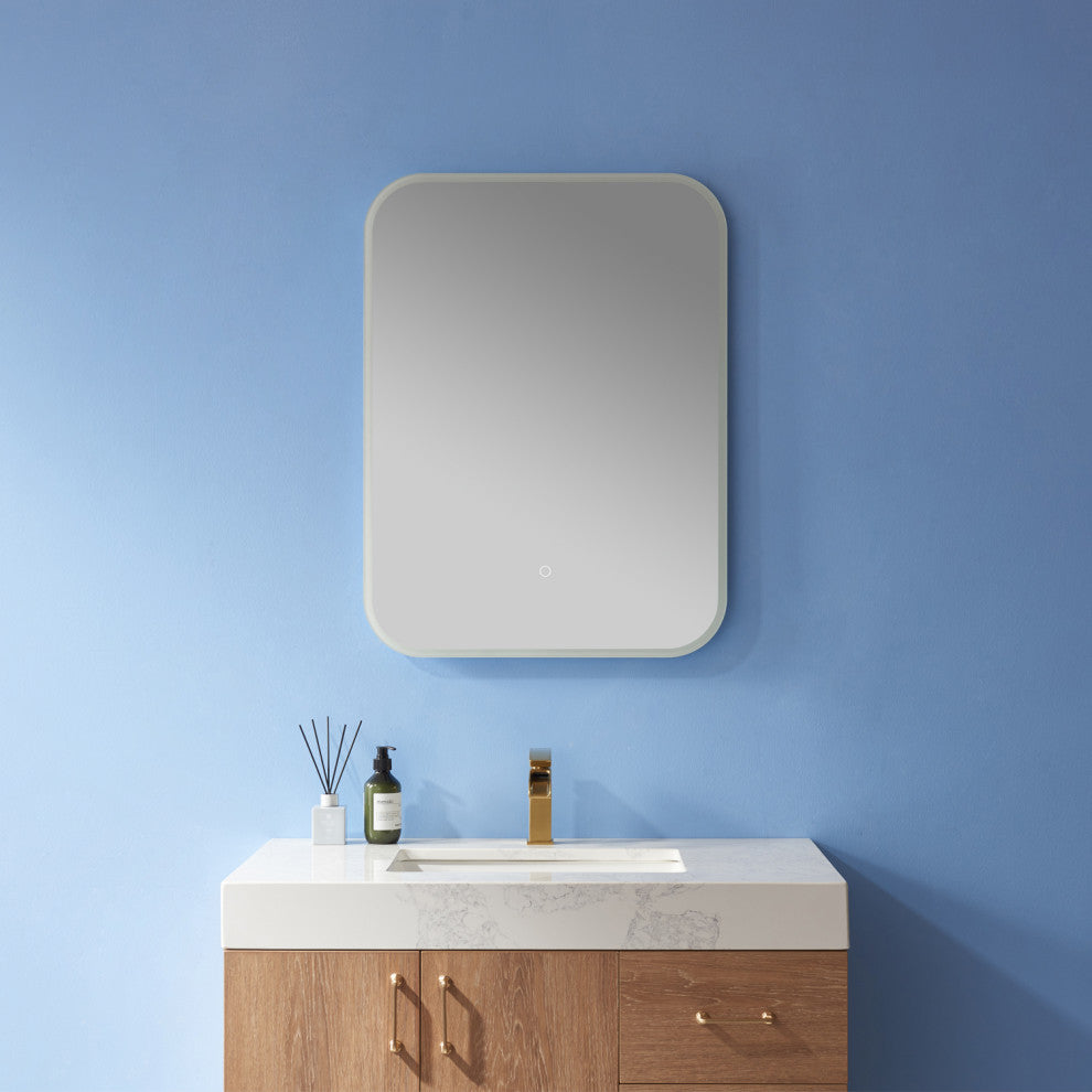 Horizontal Wall Mounted LED Modern and Contemporary Bathroom Mirror, 24 Inch