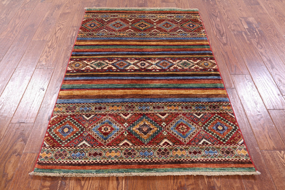 Khorjin Super Kazak Hand Knotted Wool Rug 3' 3" X 4' 10" - Q12321