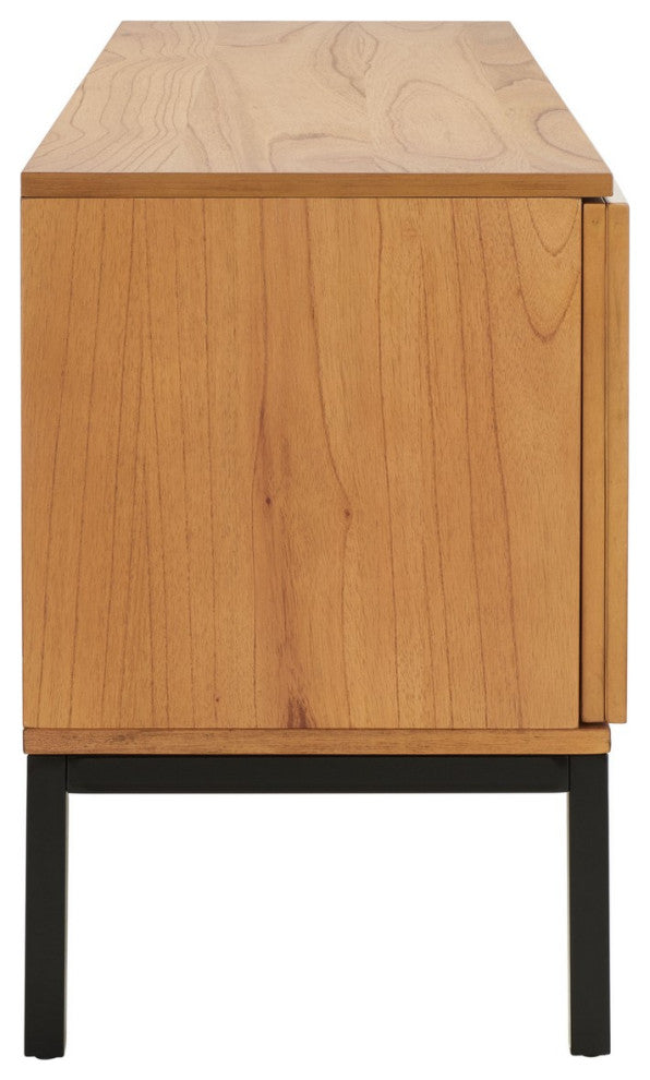 Safavieh Zadie 2 Shelf Rattan Media Stand, Natural/Black