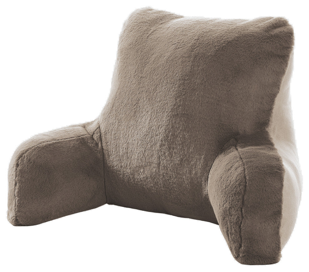 Solid Light Faux Fur Bedrest,20" x 18" x 17", Pure Cashmere