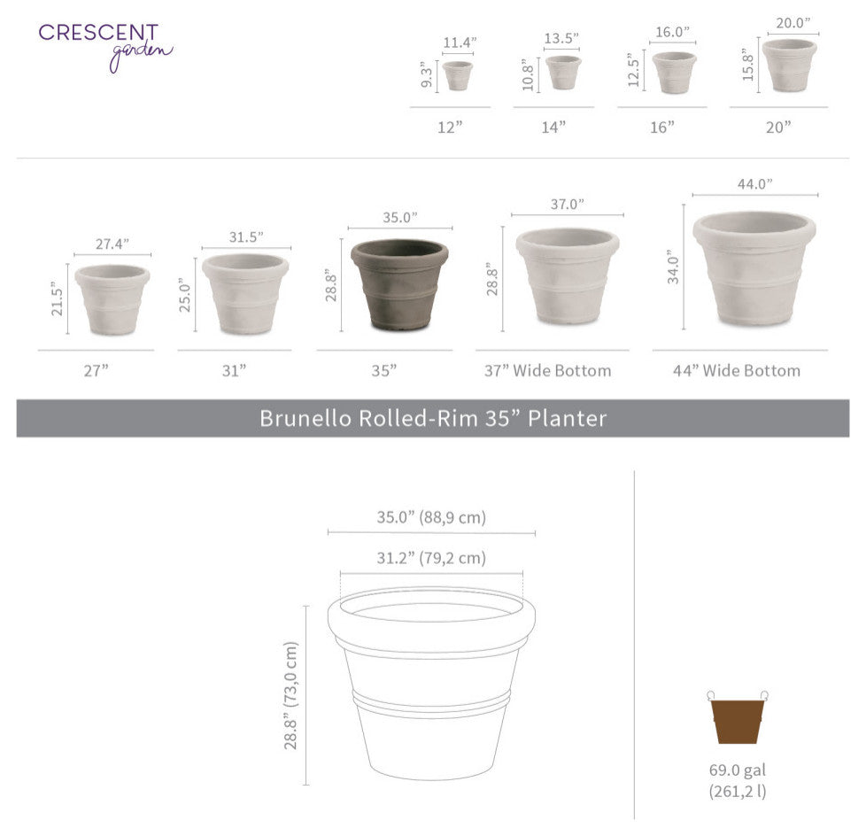 Brunello Planter, Weathered Terracotta, 35"