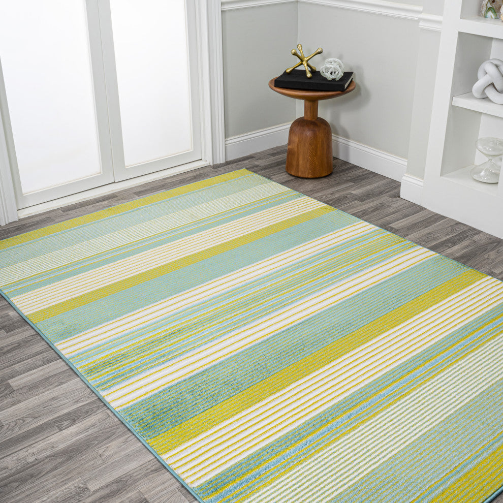 Duxbury Gradient Ticking Striped Green/Blue 4'x6' Area Rug