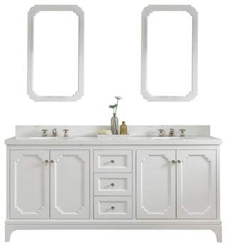 72" Wide Pure White Double Sink Quartz Carrara Bathroom Vanity