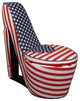 Red White and Blue Patriotic Print 3 High Heel Shoe Storage Chair