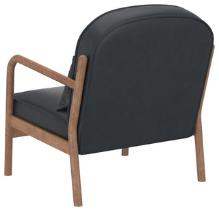 Mid-Century Modern Faux Leather/Solid Wood Accent Chair, Black/Walnut