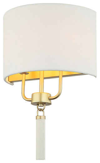 Secret Agent 2-Lt Sconce - Painted Gold/White Leather