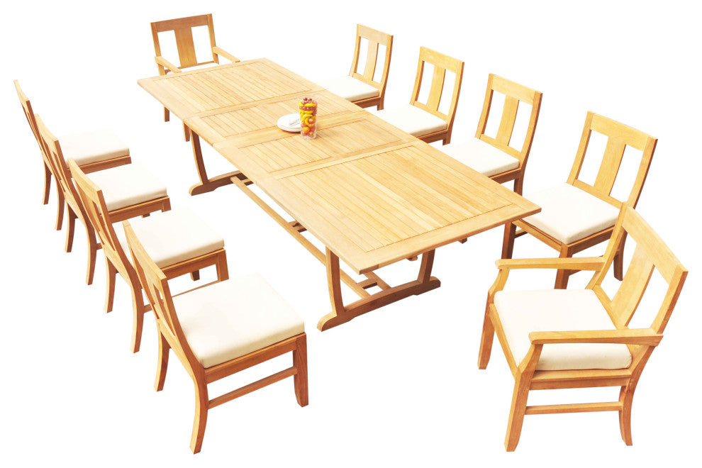 11-Piece Outdoor Teak Dining Set: 117" Masc Rectangle Table, 10 Osbo Chairs