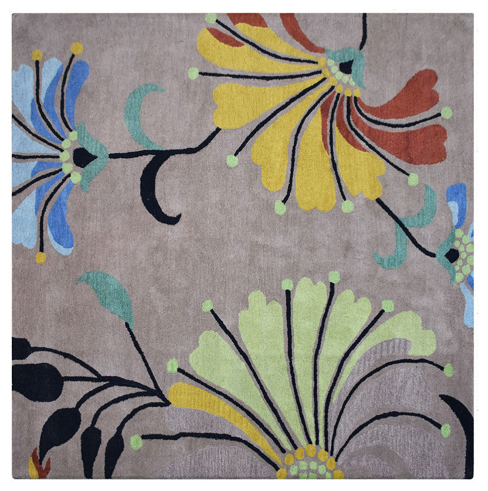 HAND TUFTED WOOL ECO-FRIENDLY AREA RUGS ECO-FRIENDLY AREA RUGS -  Camel, Floral