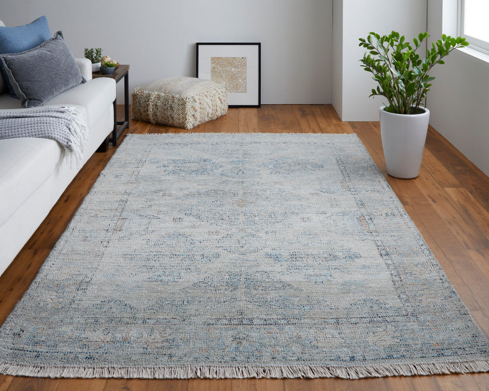 Weave & Wander Ramey Vintage Space Dyed Wool Rug, Tan/Gray, 10'x14'