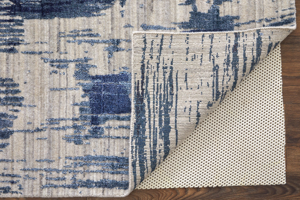 Kinton Modern Abstract, Blue/Ivory, 9'x12' Area Rug