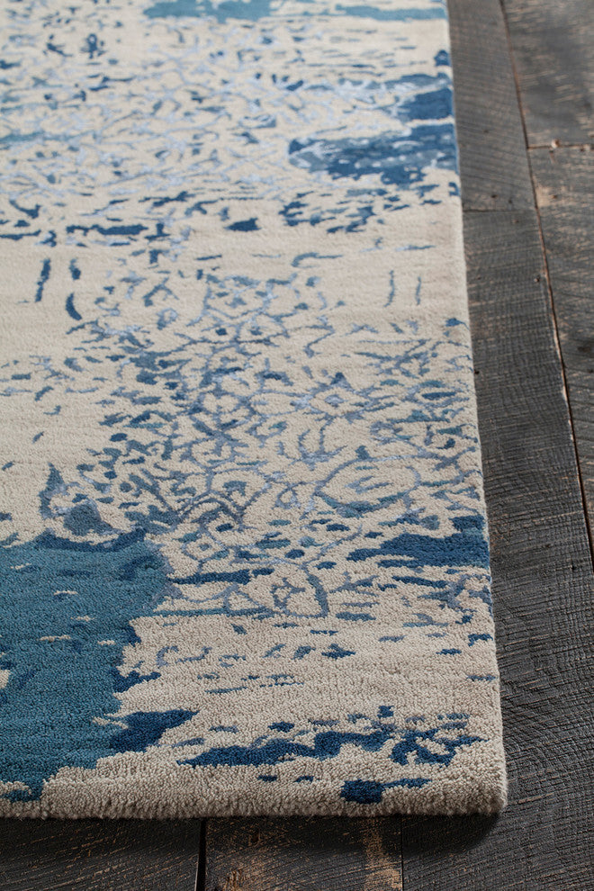 Rupec Contemporary Area Rug, Beige and Blue, 9''x13''