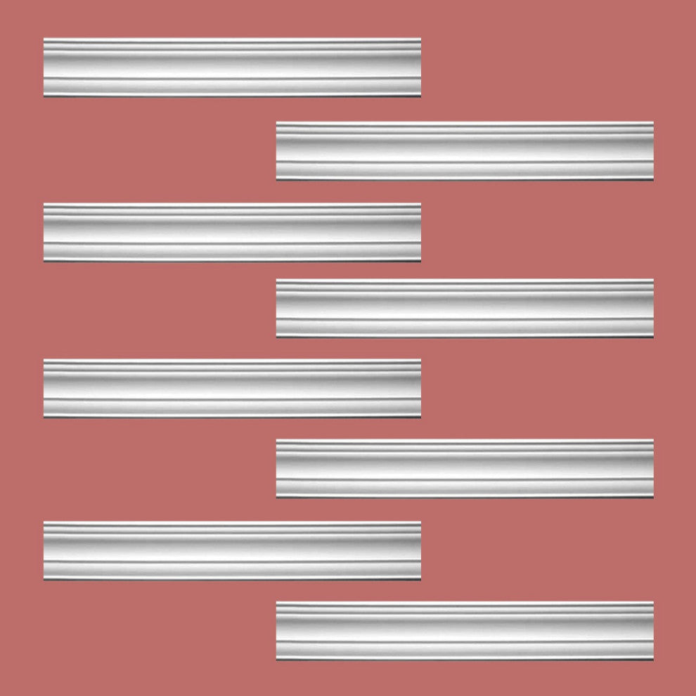 Cornice White Urethane Pas De Calais Design 8 Pieces Totaling 757" Length