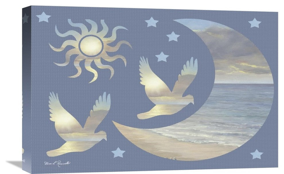 "Moon and Stars" Stretched Canvas Giclee by Diane Romanello, 24"x16"