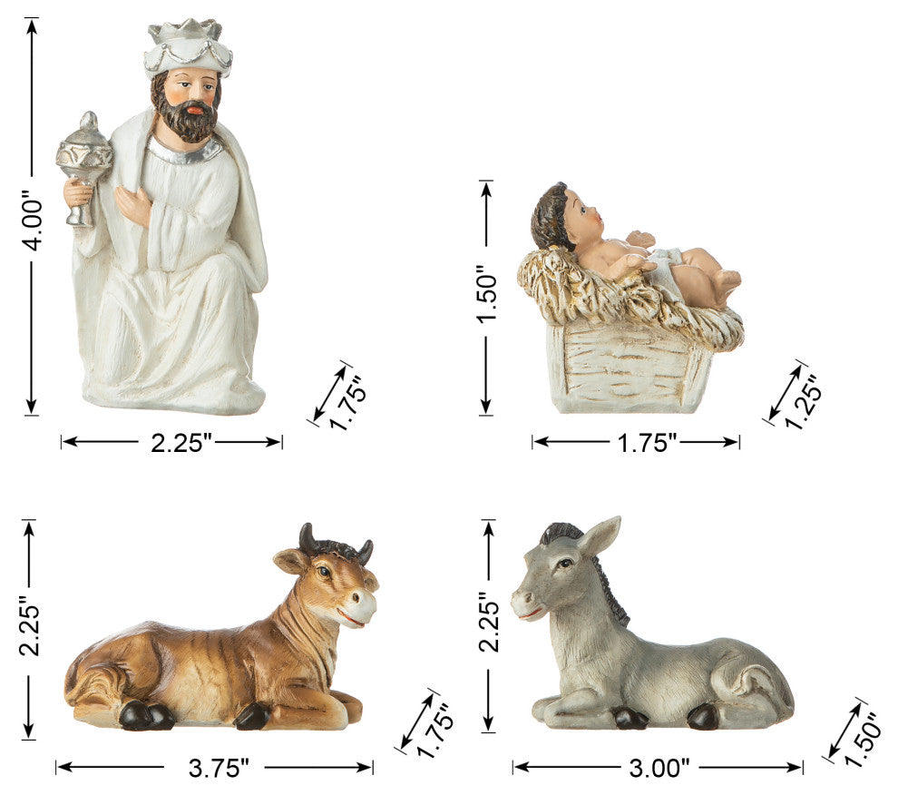 11-Piece Ivory Resin Nativity Figurine Set